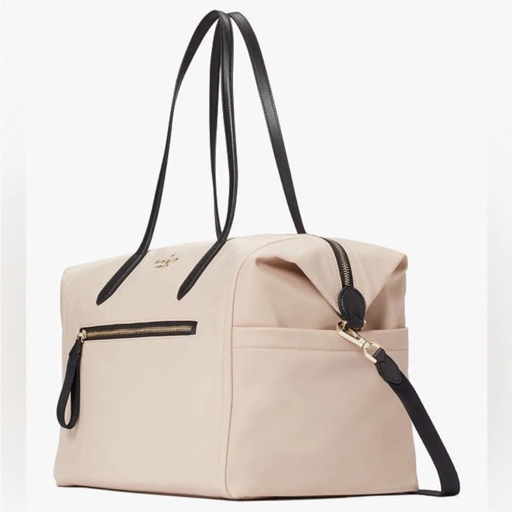 Kate Spade Chelsea Nylon Weekender Travel Tote Bag , Warm Beige NWT - Picture 3 of 8